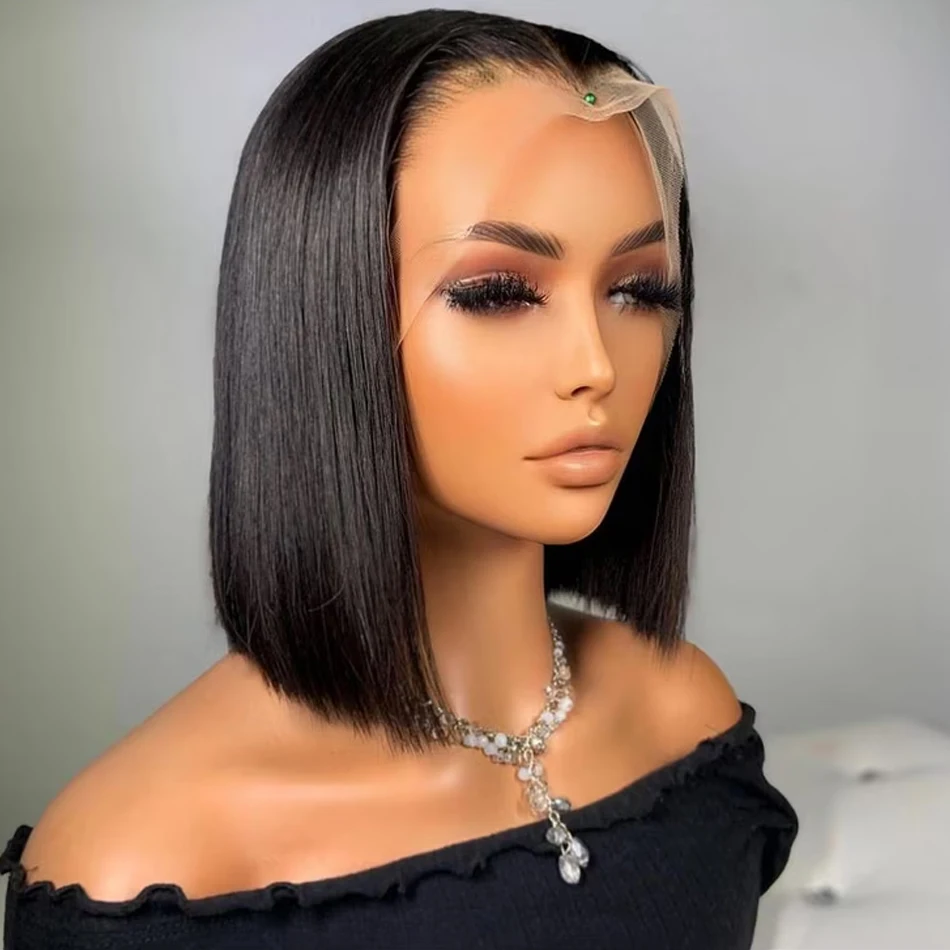 

13x4 Straight Lace Frontal Bob Wig Human Hair Transparent Brazilian 100% Human Hair 4x4 Lace Closure Wigs 200% Density For Women