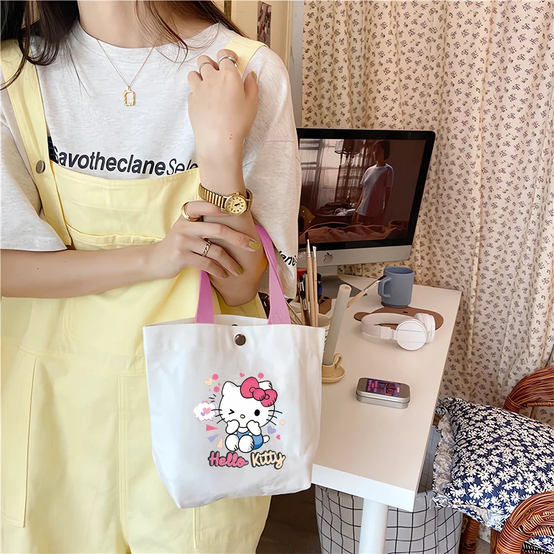 

Милая сумка для покупок «Hello Kitty», милые сумки для девочек, сумка с принтом в стиле аниме, женская портативная сумка большой вместимости, подарки