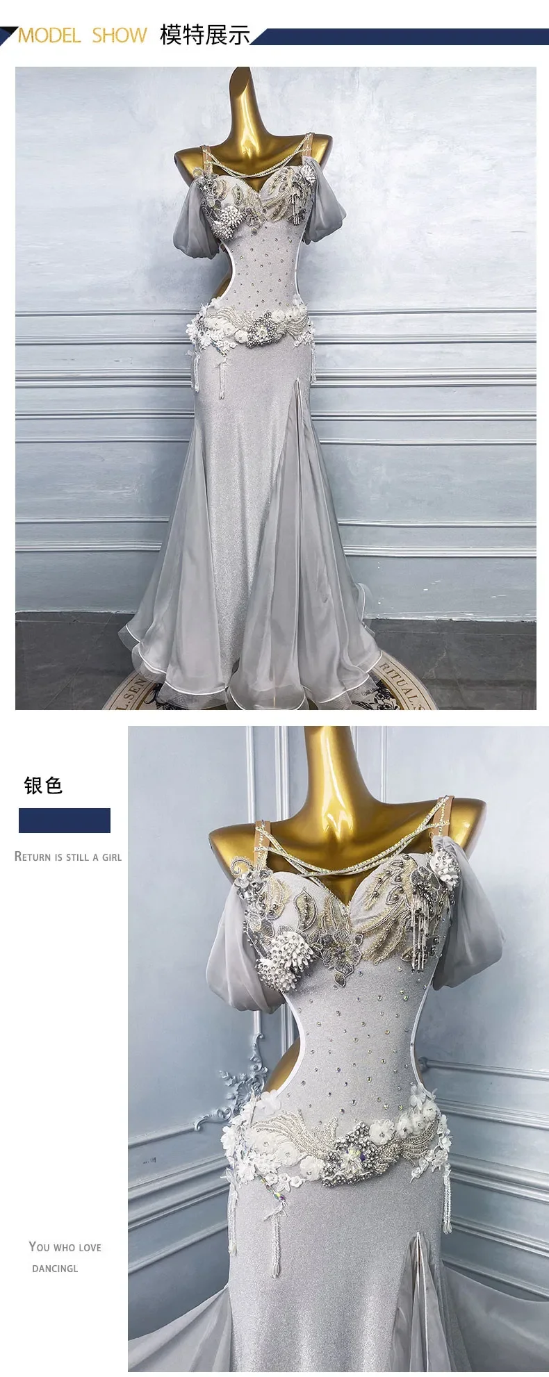 Kombiniertes Bauchtanz-Performancekleid, orientalisches arabisches Tanzkostüm, luxuriöse High-End-Bühnenbekleidung, professionelle Wettkampfkleidung – Detail 3