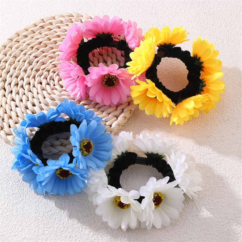 1/4pcs Sweet Floral Hair Scrunchie – Elastic Ponytail Holder for Messy Bun & Everyday Styling.