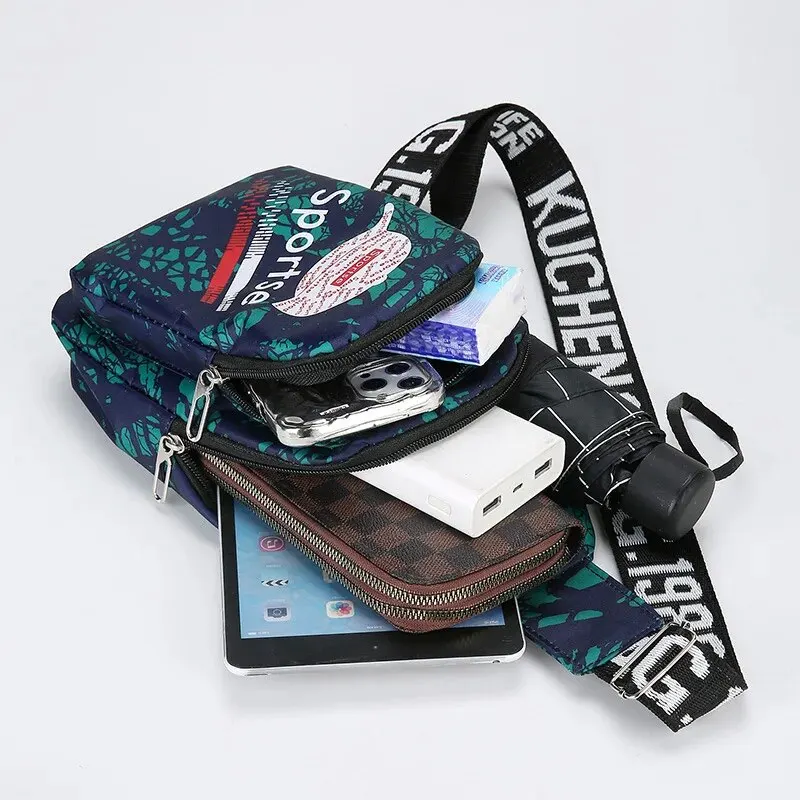 Rilibegan Men Crossbody Bag Leisure Single Shoulder Sports Chestbag Oxford Men Chest Bag Multifuctional Storage Bags