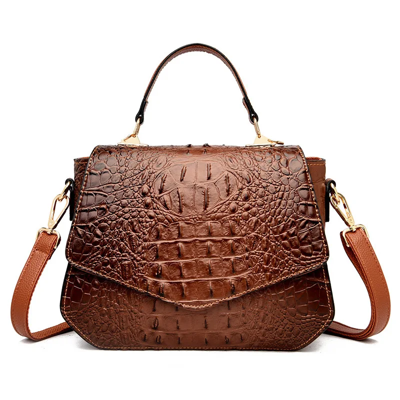 

2023 New Women's European and American Vintage One Shoulder Handbag Crocodile Texture Crossbody Bag Fashion Bag