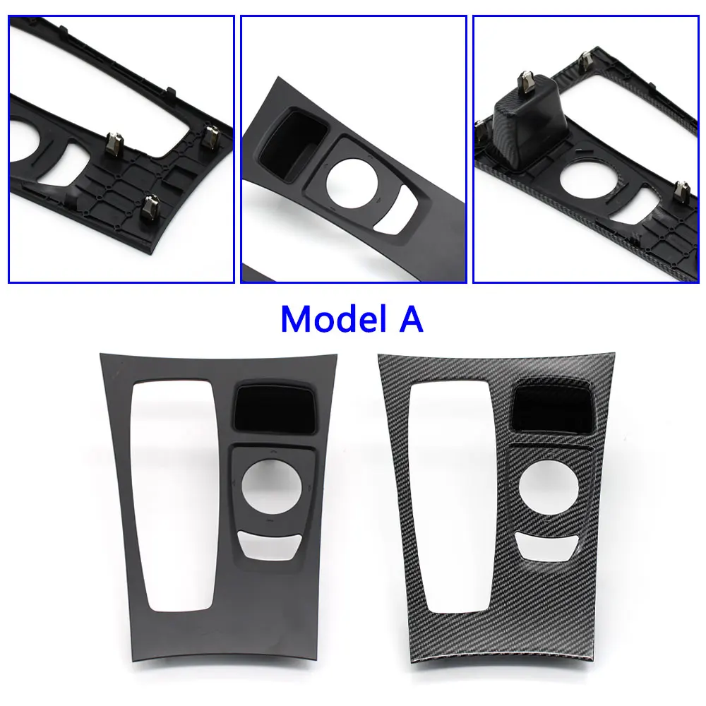 LHD Car Carbon Fiber Black Interior Center Console Gear Shifter Trim Cover Panel For BMW X5 X6 E70 E71 E72 2007-2009 51166954947