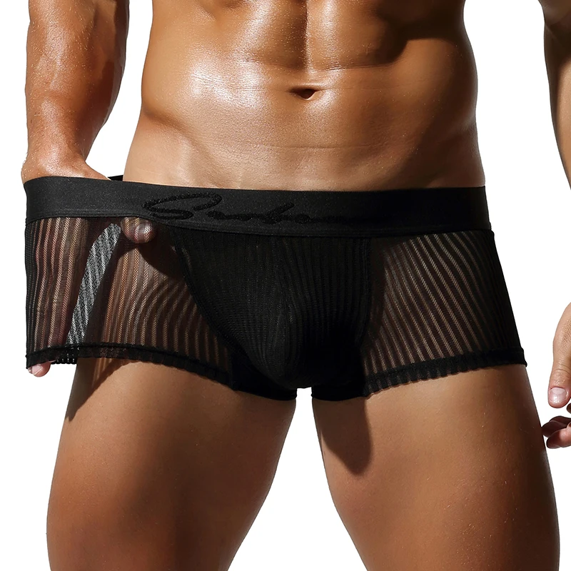 ملابس داخلية قصيرة شفافة للرجال من SEOBEAN، سراويل بوكسر مريحة من البوليستر للرجال