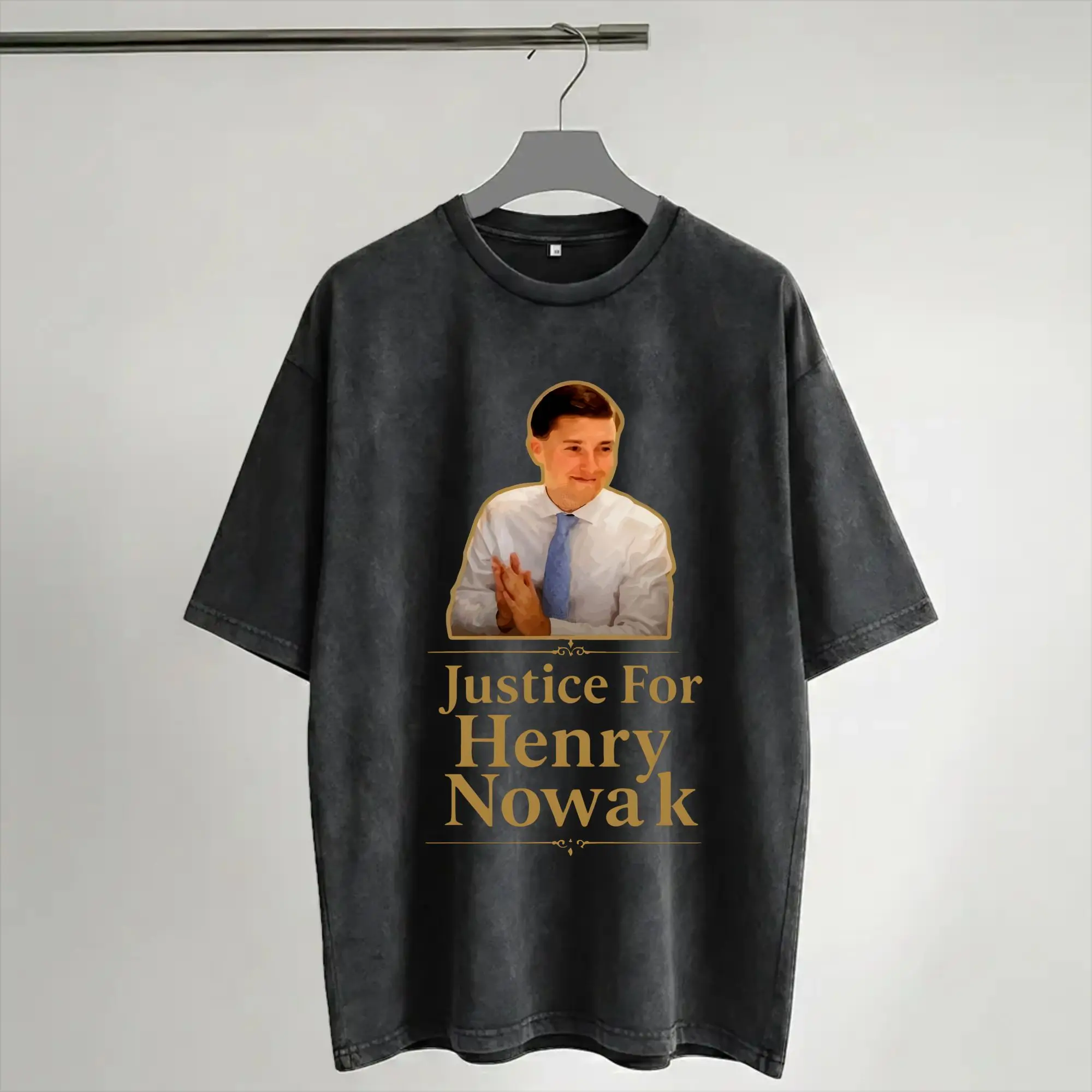 Justice-for-Henry-Nowak Accessoires T-shirt délavé pour hommes et femmes Streetwear Hip Hop T-shirt imprimé graphique à manches courtes