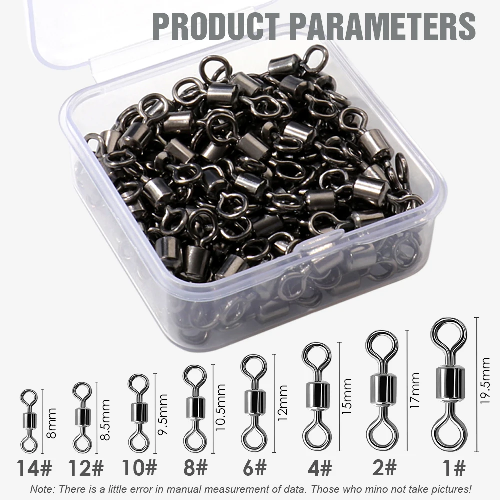 100Pcs Edelstahl Lager Roll Stecker Drehen Barrel Swivel Tackle Box Locken Linie Werkzeug Set Angeln Zubehör – Detail 3