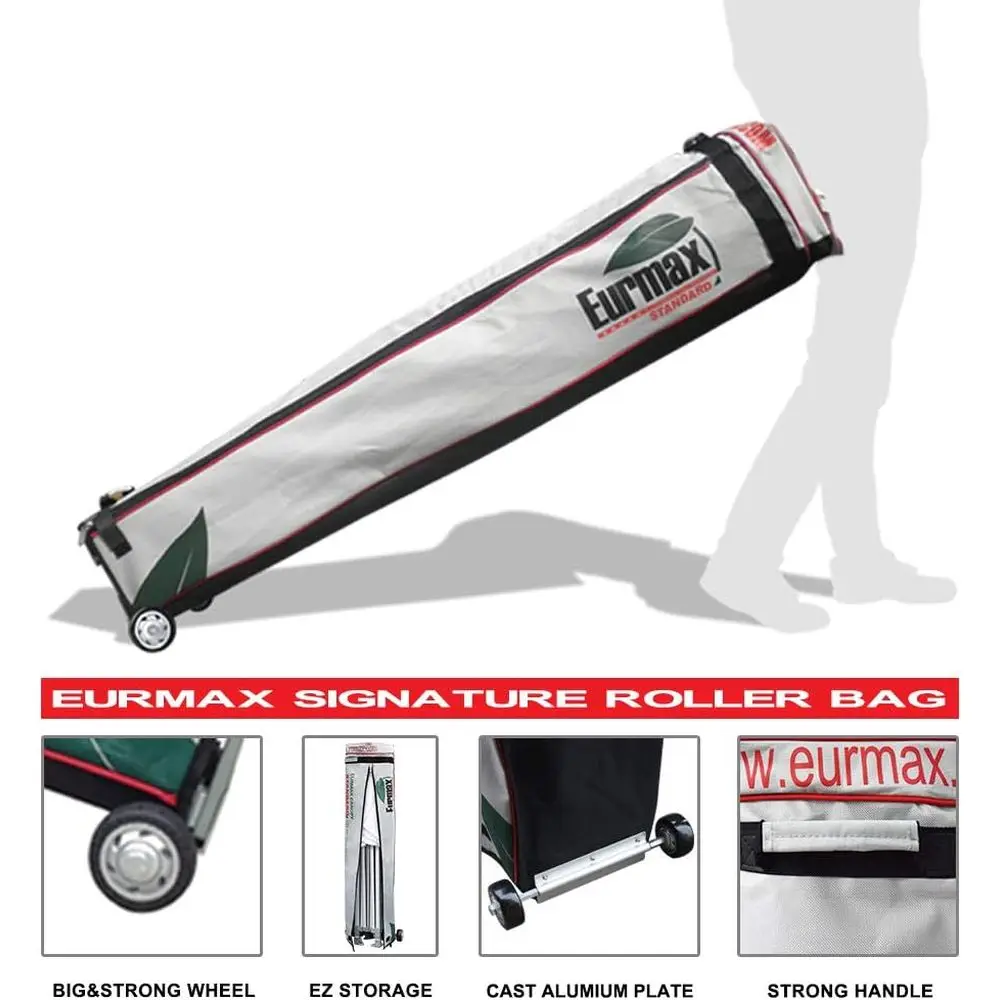 10x10フィート アメリカ製 屋外パーティーテント、4つのジッパー付き側面、ローラーバッグ、サンドバッグ、日よけ付き（ホワイト）