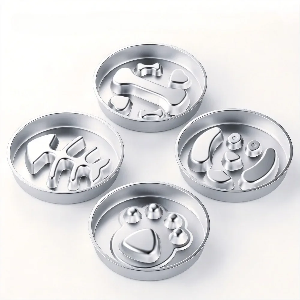 Stainless Steel Slow Feeder Dog Bowls Pet Anti Choking Spine Protection Double Sided Use Anti Overturning Cat Bowl Pet Supplies.