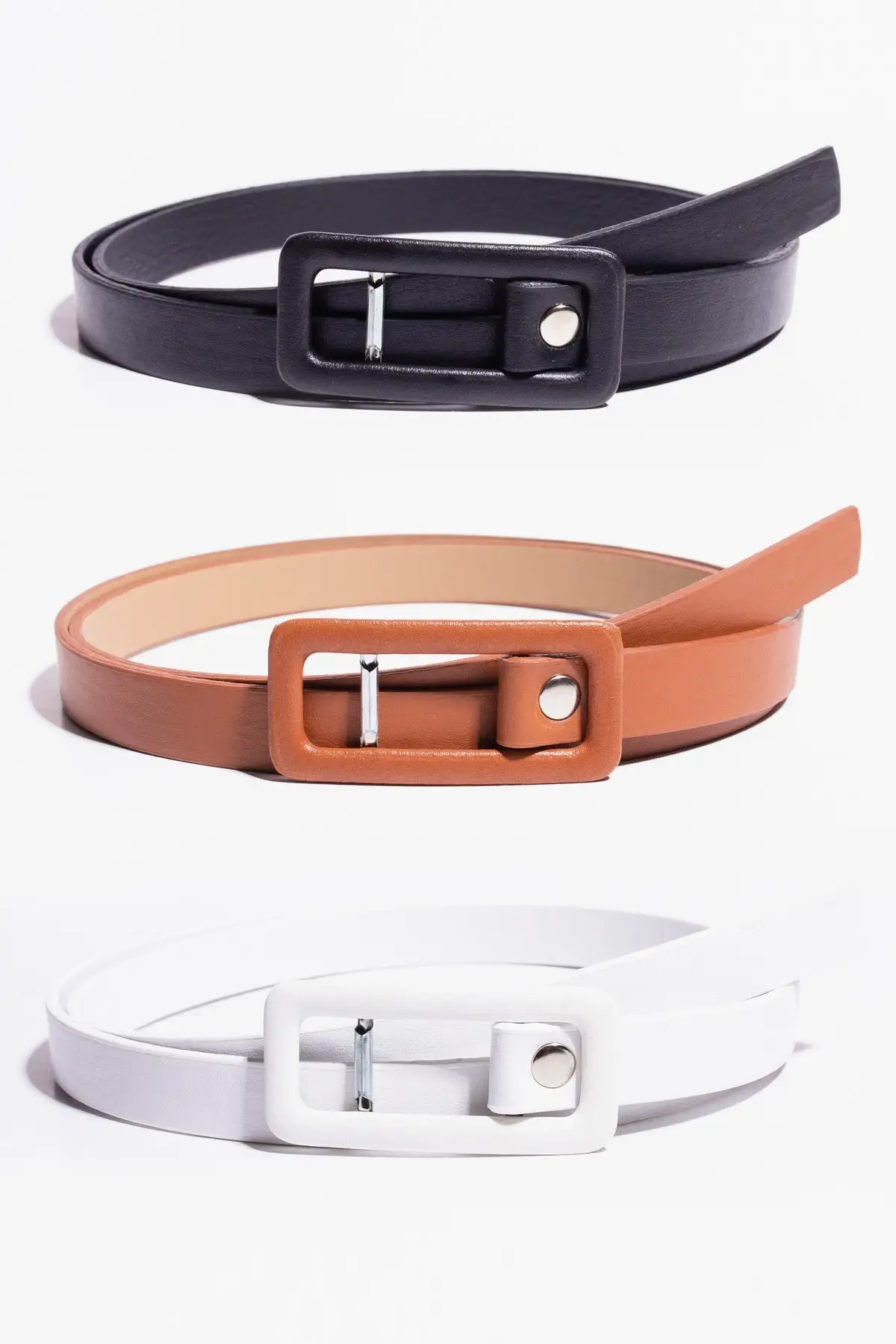 Fashion Women's Belt 100% Top Leather Luxury Brand 2020 New Women's Black 3-pack Rectangle Buckle Belt Set