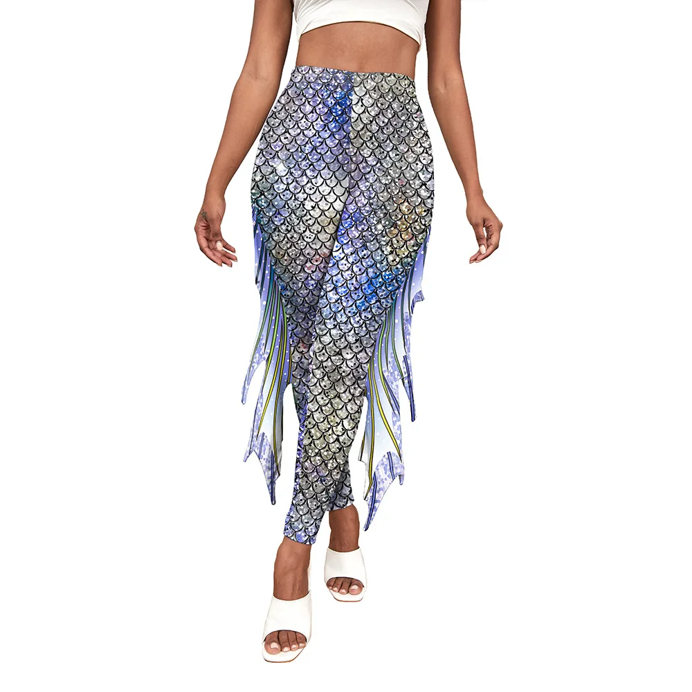 The Mermaid Printed Cosplay Pants Fish Scales 3D Printed Women Bottoms Spring Fashion Women\'s Leggings Tight Yoga pants