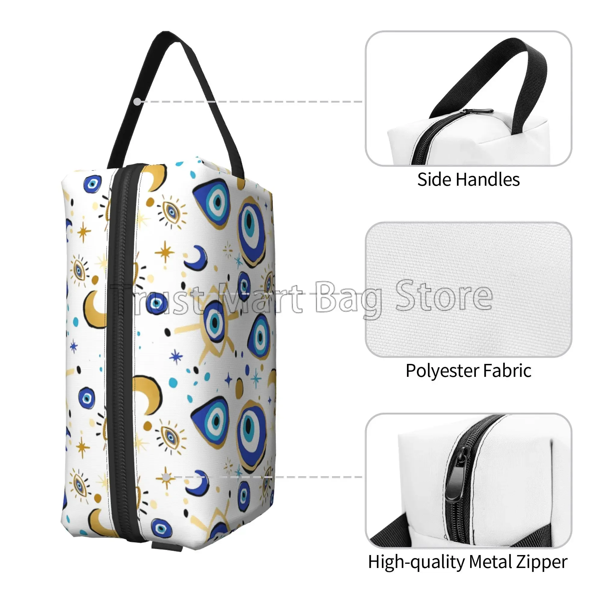 Abstract Evil Eye Print Cosmetic Bag for Women Waterproof Large Capacity Travel Makeup Bag Toiletry Accessories Organizer