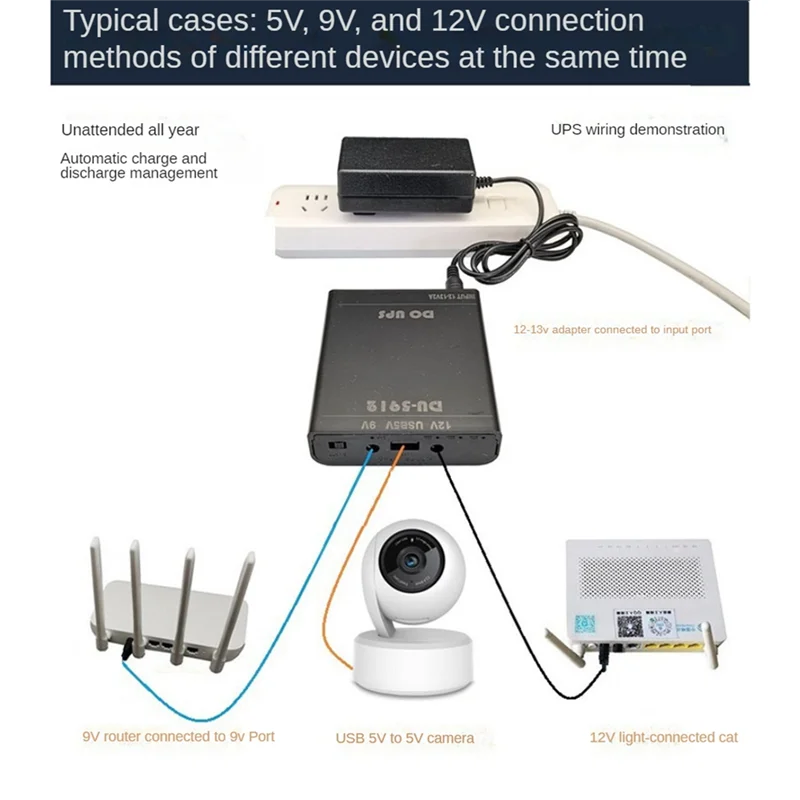 A36T-5V 9V 12V Output DIY 18650 Battery UPS Power Supply Box For Car DVR Wireless Router Modem Mobile Phone And More