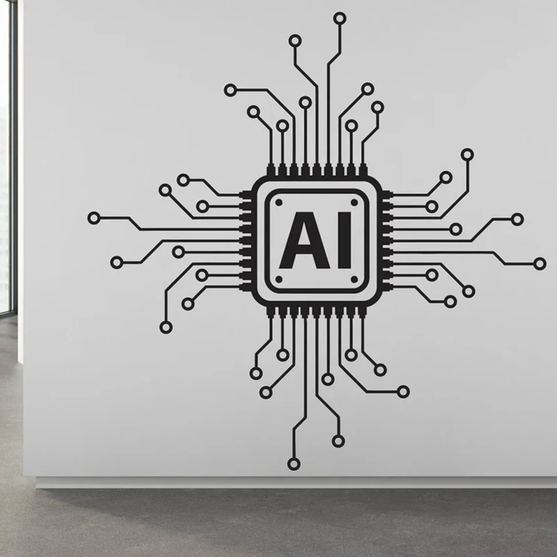 Technology AI Vinyl Wall Decal Circuit Board Computer It Wall Sticker Office Wall Decor Design Business Software Sticker S296