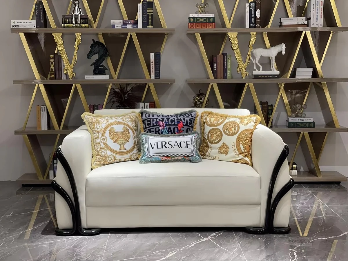 

di-Modern Villa White Leather Comfortable Reclining Sofa Set Home Living Room Furniture Italy Luxury Medusa Sofa&