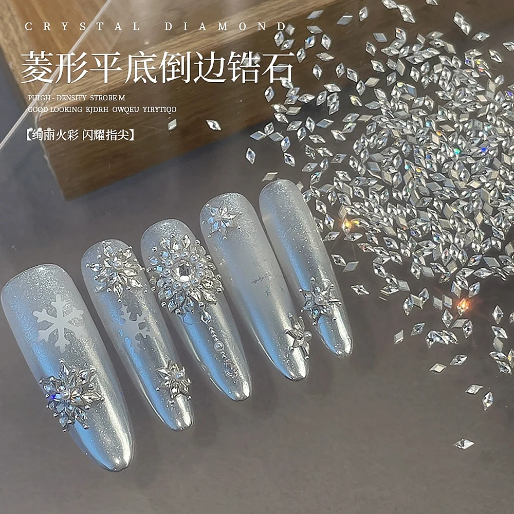 100/200 Stück Mini Nail Art Zubehör 5A Funkelnde Raute Zirkon Nail Art Strass Charms 1,5*3mm Schneeflocke Muster Nagel Dekor – Detail 2