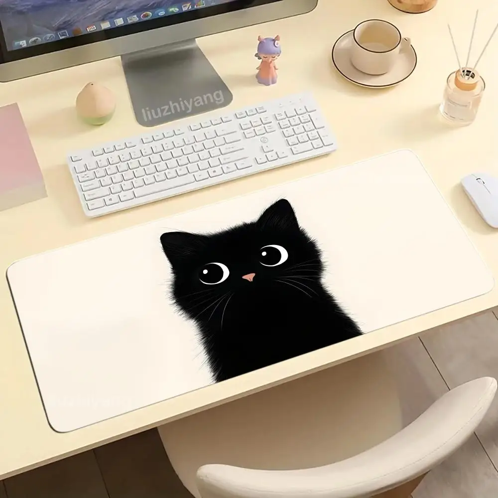 Kawaii Cat Theme Mouse Pad Large Computer Office Game Table Mat XXL Rubber Anti-slip Stitched Edges Keyboard Mats Long Desk Pads
