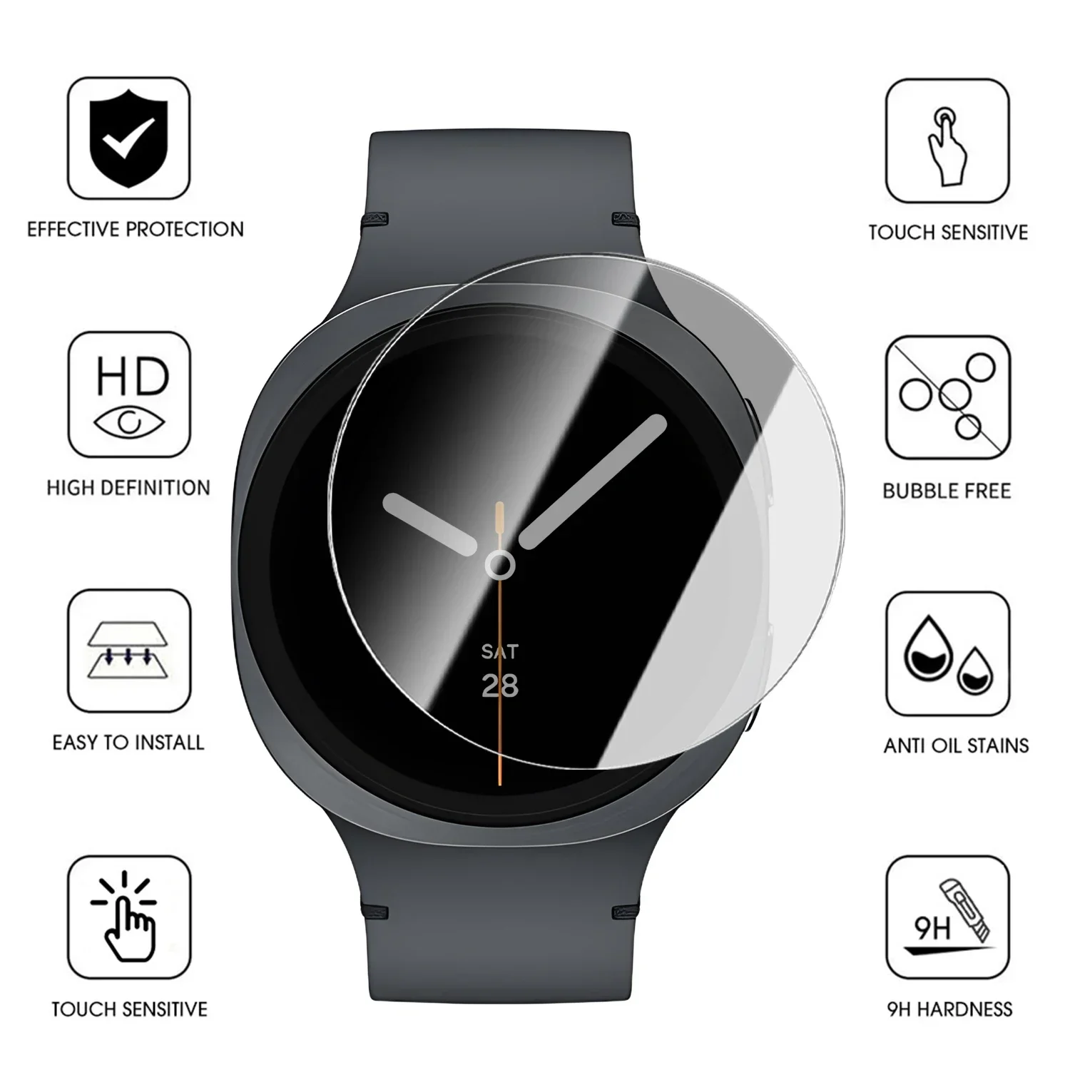 For Samsung Galaxy Watch 9/8/7/6/5/4 40mm 44mm 8 Classic Ultra 2/1/Ultra 2025 47mm Tempered Glass Film Quick Pasting Screen Film