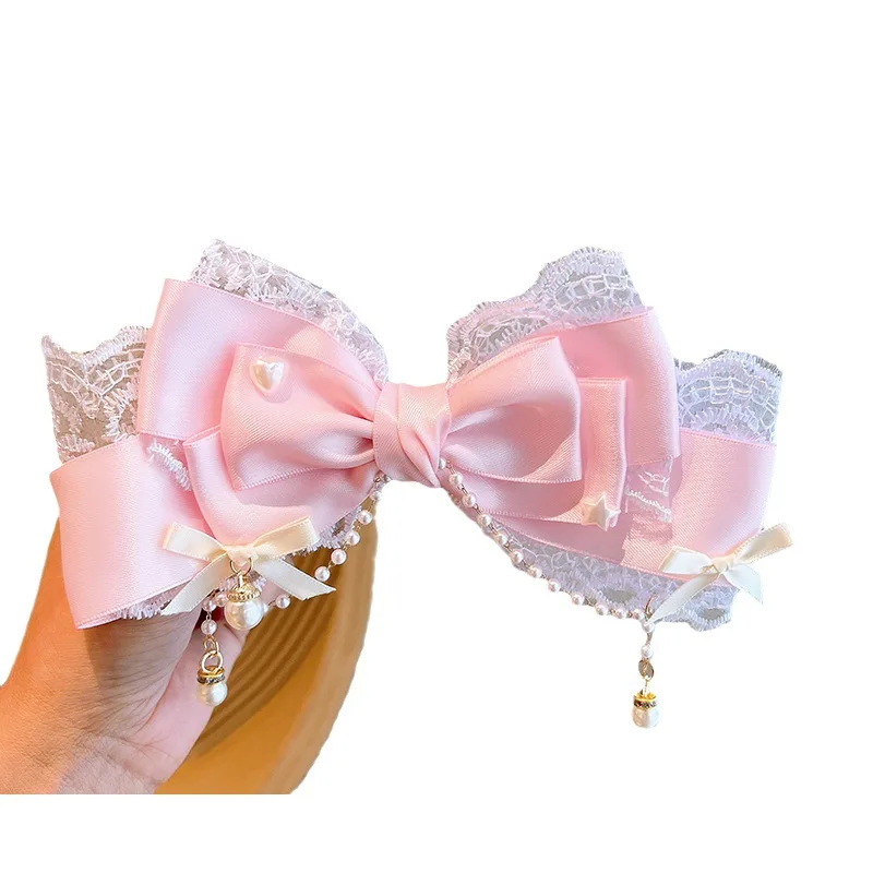 Children's Bow Flower Hairpin Headwear Baby Fabric lace Bangs Clip Girl Princess Without Injury Headdress