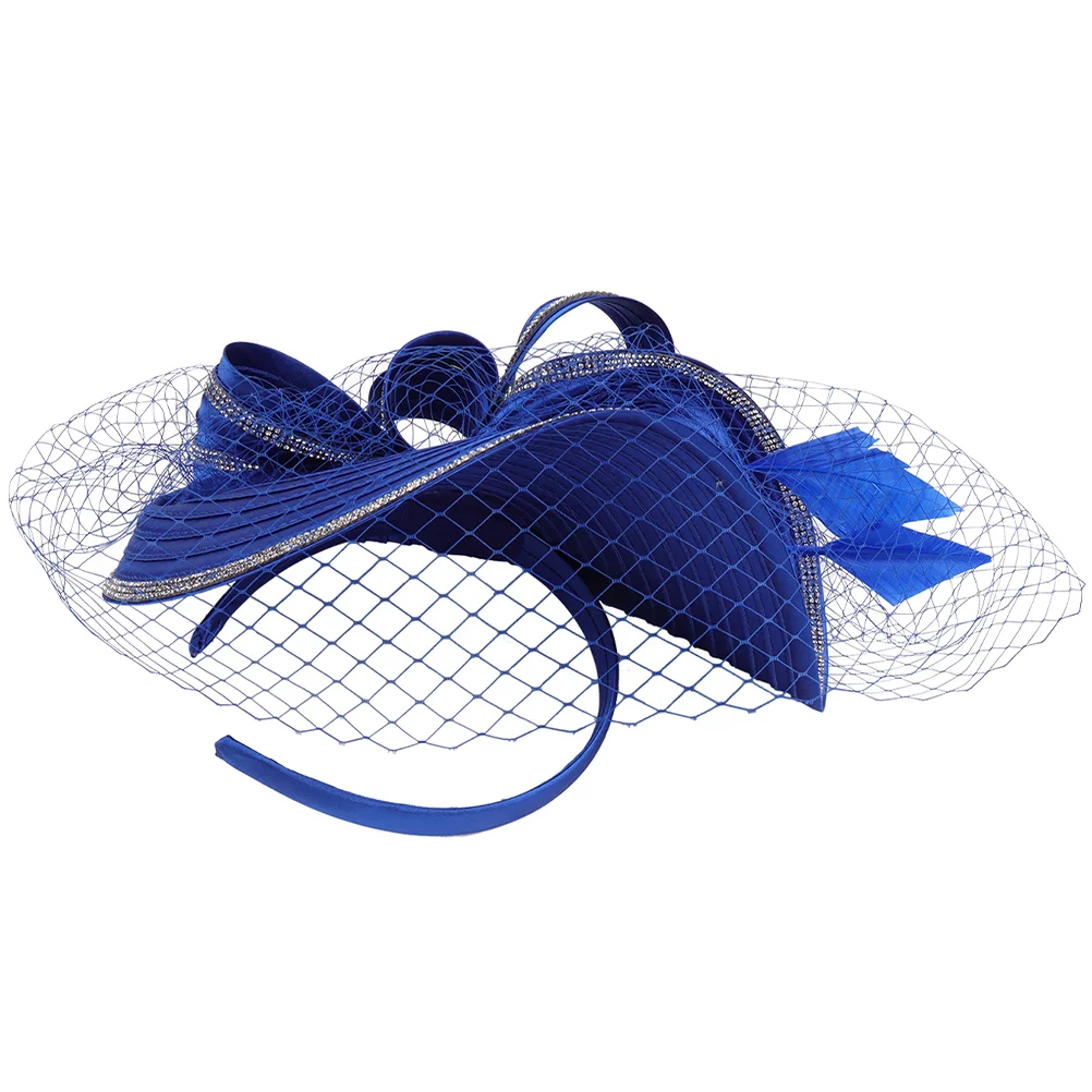 

Cocktail Party Hat Garden 1920s Fascinators Wedding Headdress Yarn Abs Vintage Bridal Headband Royal Blue