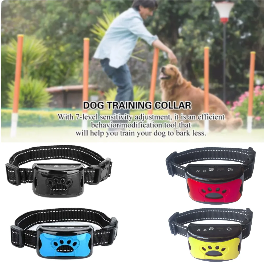 New USB Rechargeable Dogs Training Collar Ultrasonic Pet Dog Anti Barking Stop Barking Vibration Waterproof Collar Devices