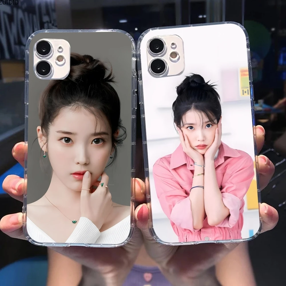 KPOP IU Lee JiEun Mobile Cell Phone Case for iPhone 15 14 13 12 11 X XR XS 8 Pro Max Plus Mini Clear Transparent Cover Shell