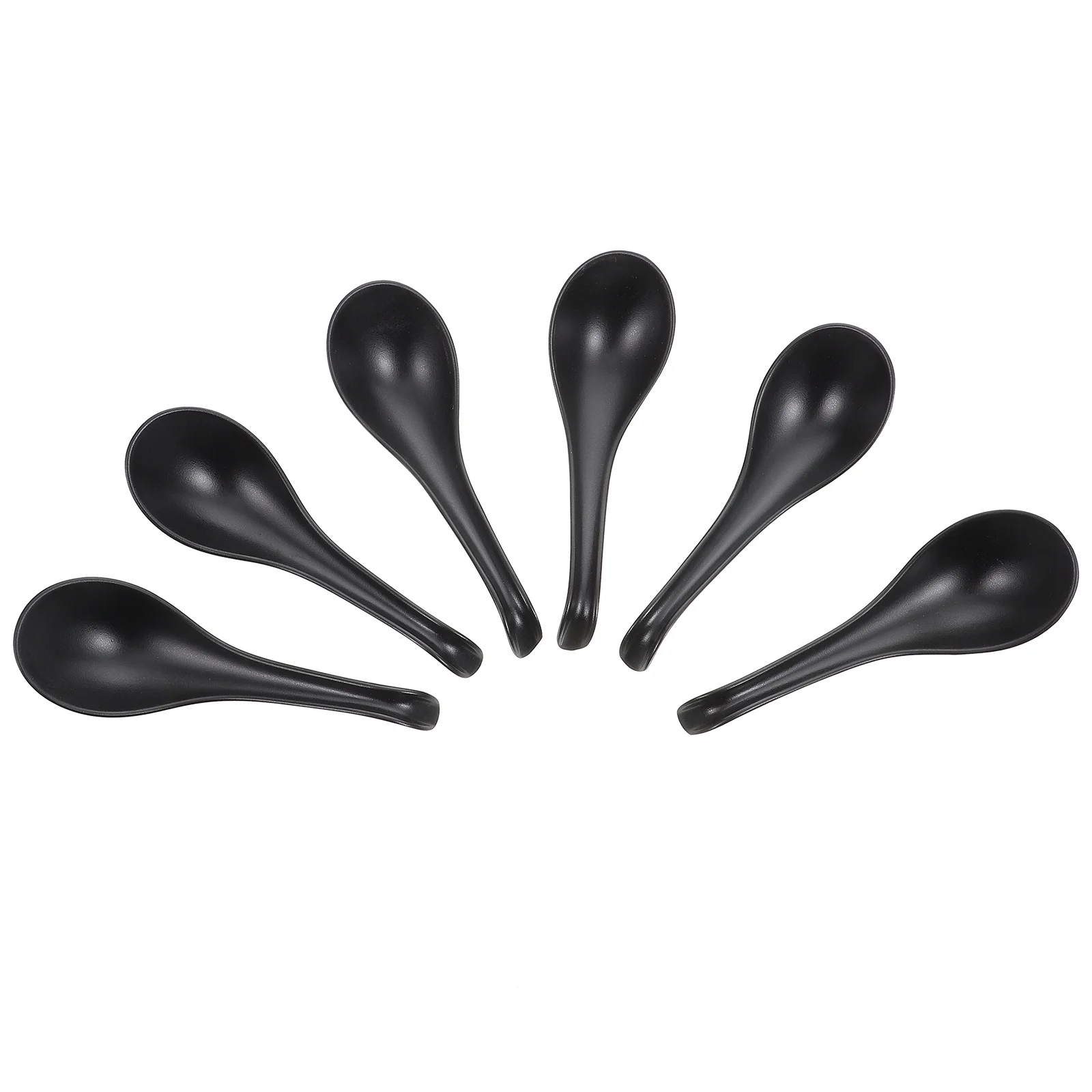 

6pcs Long Handle Spoons Smooth Surface No Burrs Comfortable Grip Ramen Soup Porridge Kitchen Serving Black Child Spoon Rice