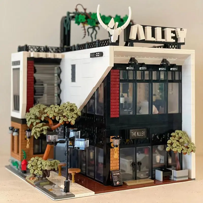 Milk Tea Shop Building Blocks Modular City Architecture MOC Bricks Set with Light Street View Sets Kid  Adults DIY Toy Gifts