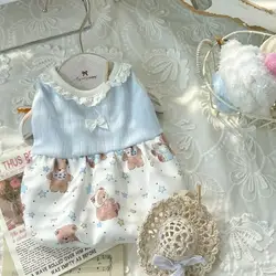 Ropa con tirantes para perros, encaje y burbujas estilo calabaza