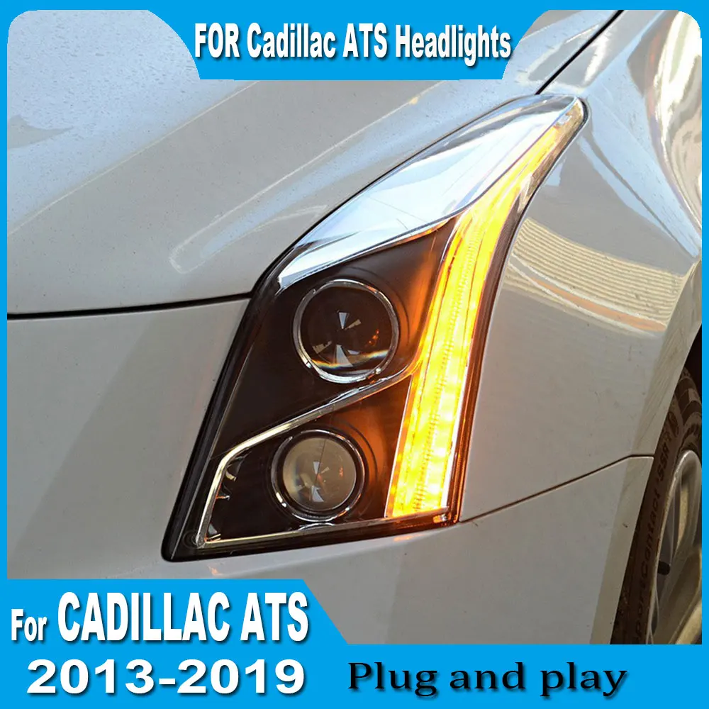 Car Lights for Cadillac ATS LED Headlight Projector Lens 2013-2019 Head Lamp Front DRL Dynamic Signal Accessories Plug and play
