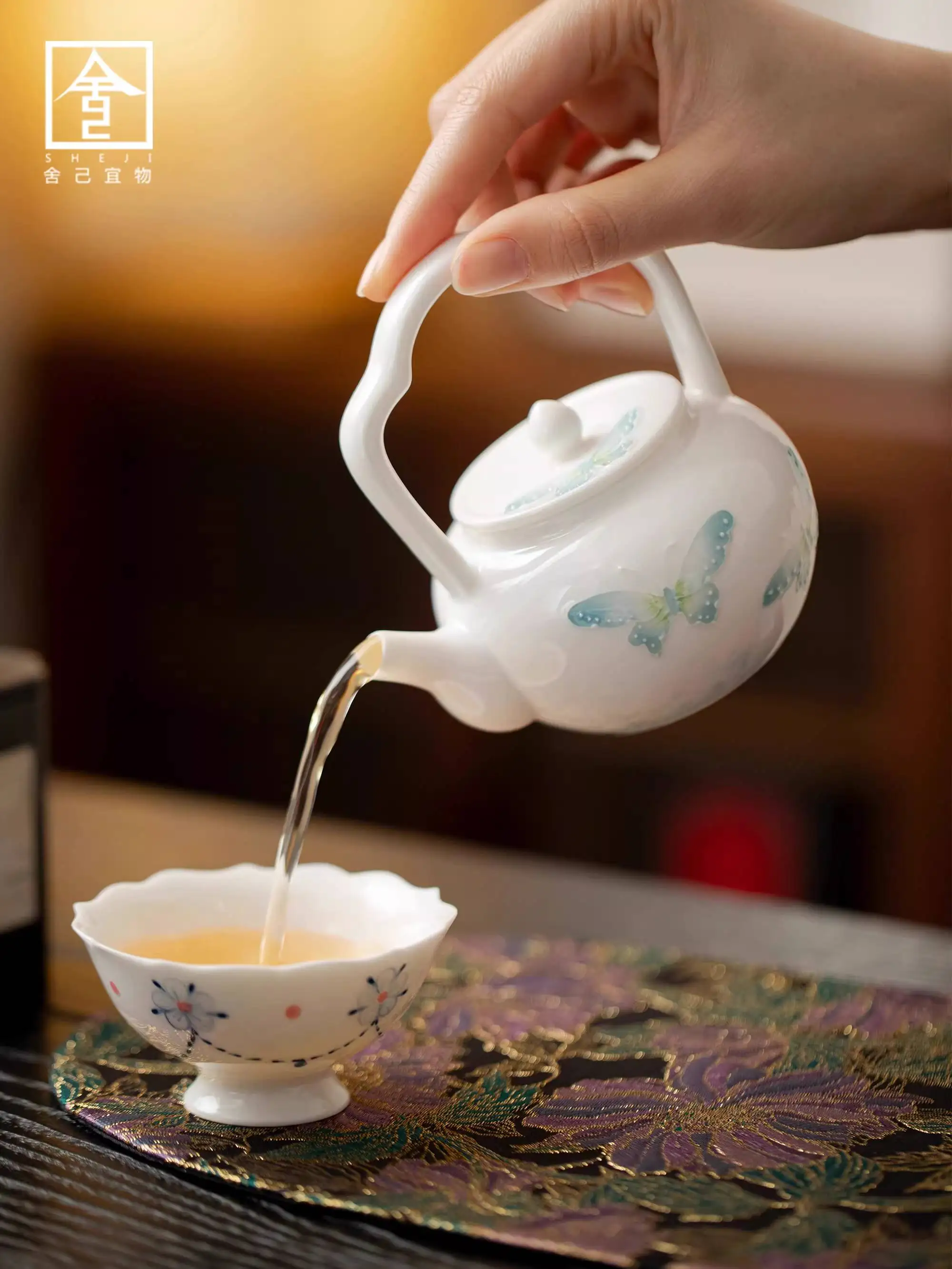 

Чайник Xizi Blue Butterfly Ruyi с крышкой, керамический портативный чайник, набор для чаепития Кунг-фу, женская посуда, чайник для питья чая