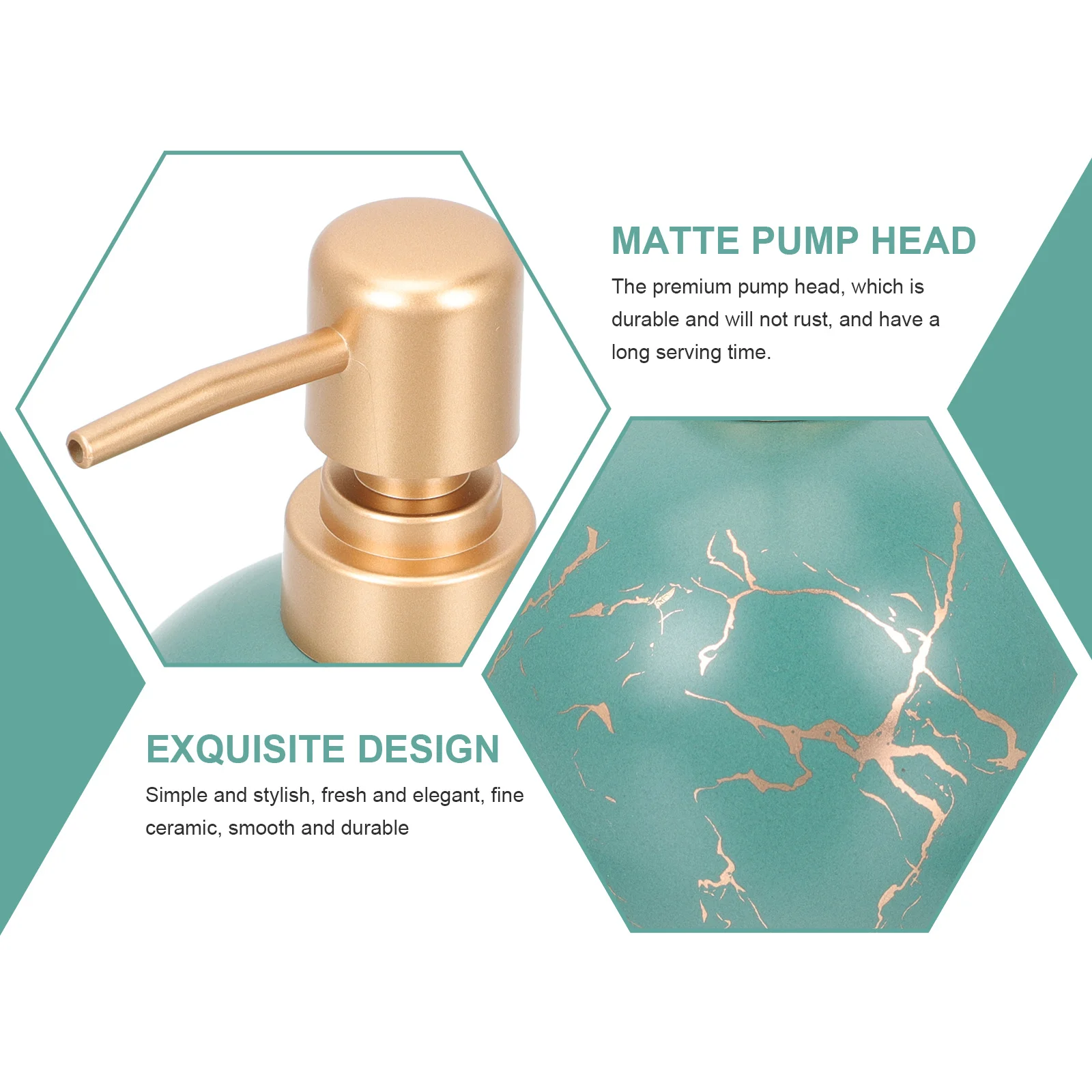 

Shower Gel Shampoo Dispenser for Refillable Bottle Body Wash Lotion Ceramic Dark Green Small Pump Bottles Liquids Soap
