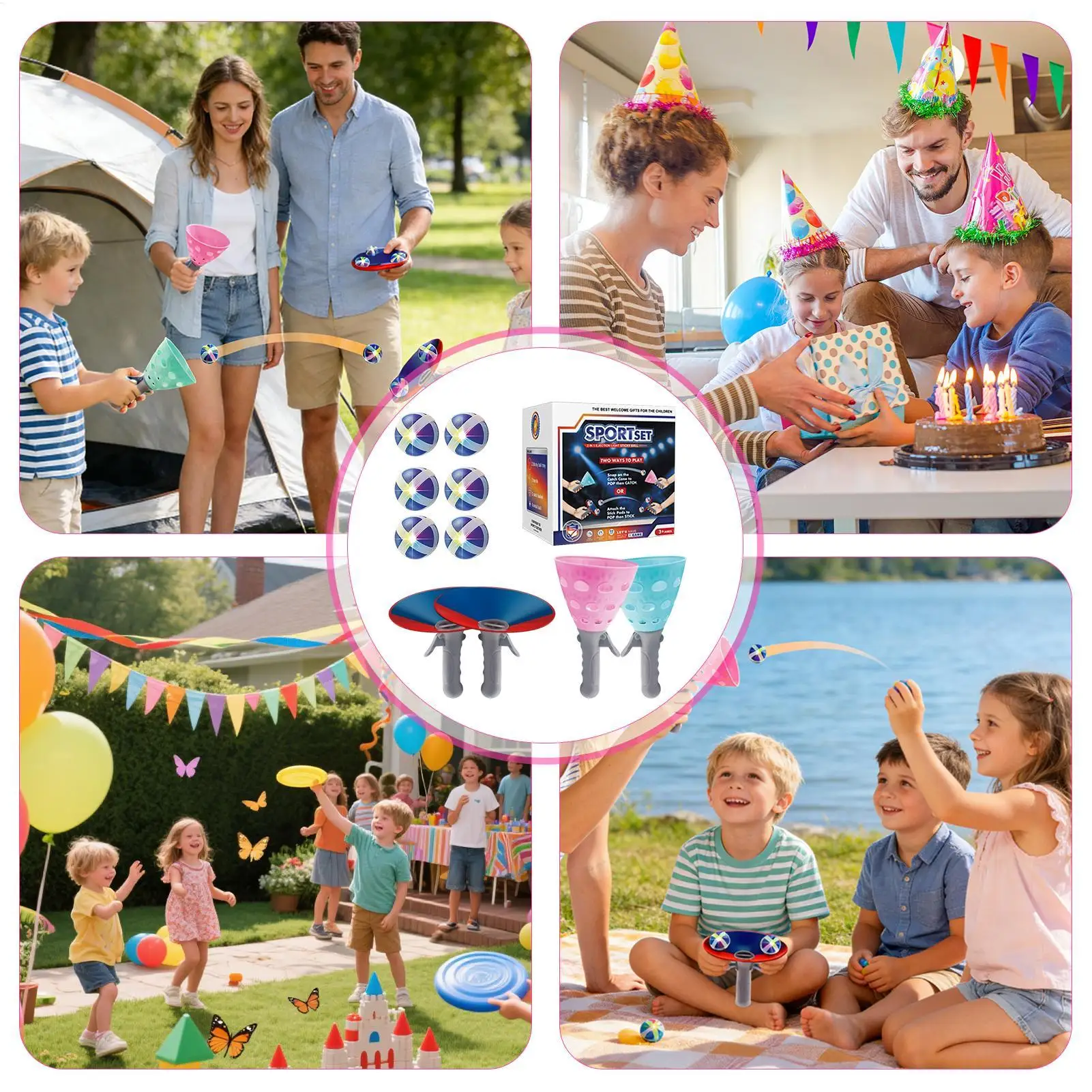 Toss and Catch Ball Set Outside Toys for Kids Ages 3-6 Outdoor Games Parent Child Interactive Sports Toys Birthday Gift