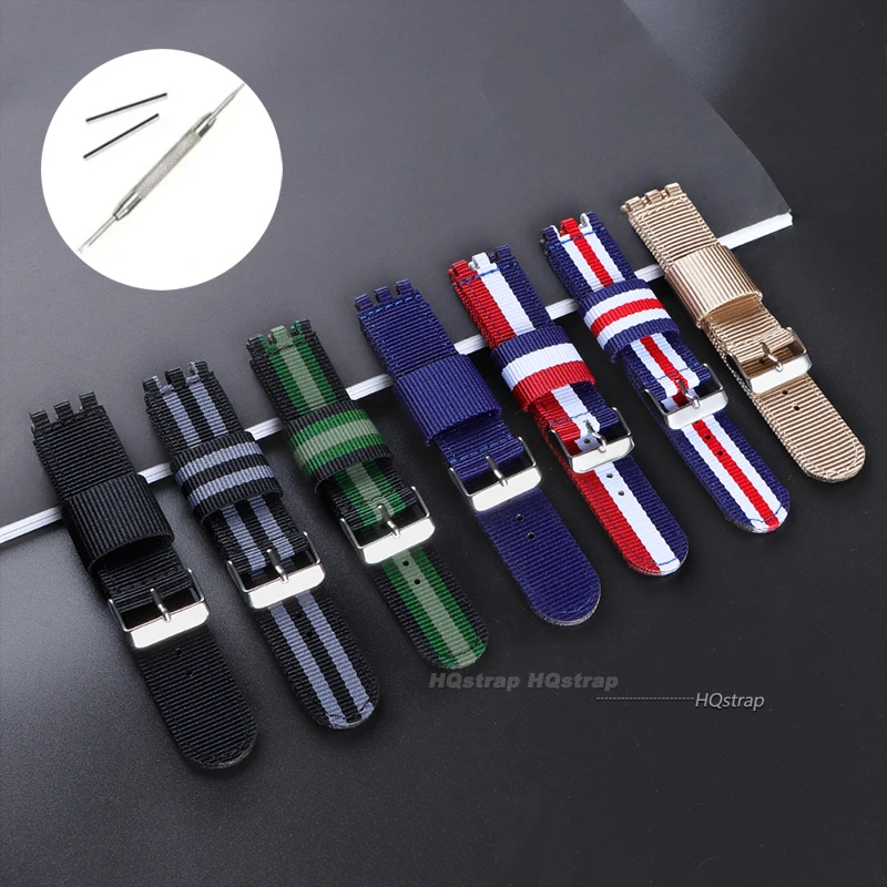 Nylon Watchband for Swatch Strap Fabric Canvas Watch Band for SWATCH 17mm 19mm 20mm Watch Strap Accessories Replacement Men Belt