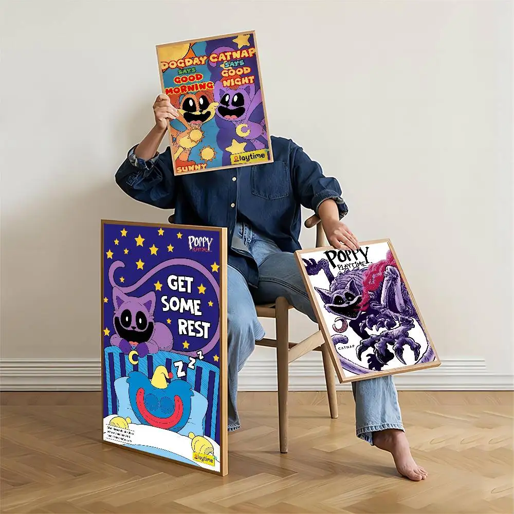 الرعب لعبة فيديو P-Poppys-Playtime ذاتية اللصق ملصق فني ريترو كرافت ورقة ملصق DIY بها بنفسك غرفة بار مقهى ملصقات طلاء جدران