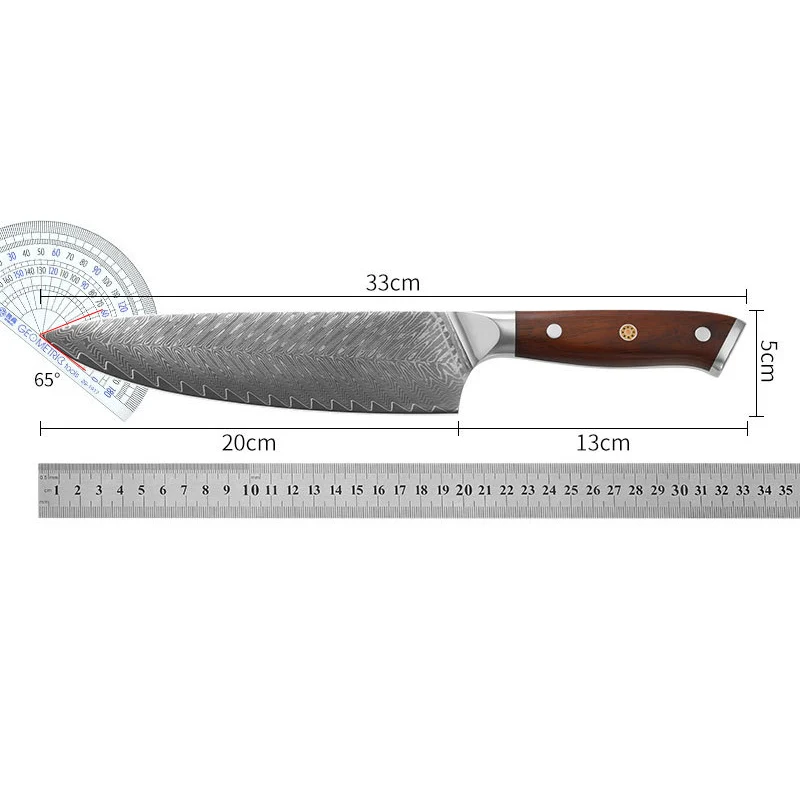 8 Inch Gyuto Knife 67-layers Damascus Steel 10Cr15CoMov Blade Rosewood Handle Chef Cleaver Slicing Kitchen Knife Cooking Tools