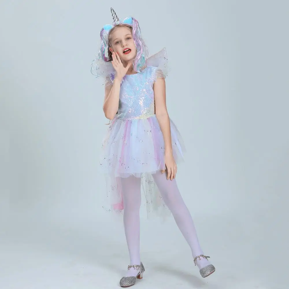 زي أداء للأطفال، فستان يونيكورن للهالوين، تنورة قوس قزح للعروض المسرحية، زي صيني تقليدي للنساء #3