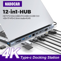 12 In 1 USB-C Docking Station, Aluminum Shell Type-C HUB With HDMI*2+PD 100W+USB 2.0/3.0+SD+TF+RJ45+VGA For Mobile Phone，Laptop