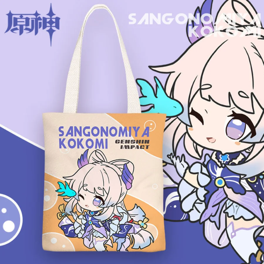 Gioco Genshin Impact Canvas Bag Kamisato Ayaka Kaedehara Kazuha Sangonomiya Kokomi Cartoon stampato zaino Shopping Bag