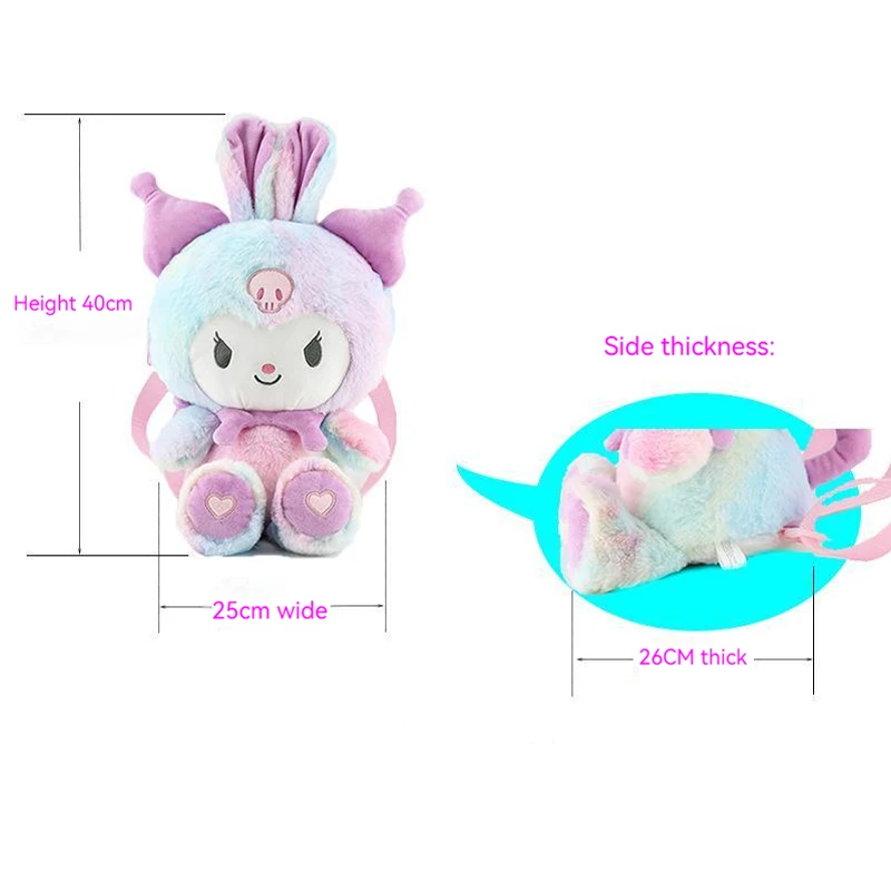 Sanrio original anime kawaii recheado kuromi brinquedo de pelúcia mochila anime macio pelúcia apaziguar meninas boneca brinquedos mochila presente perfeito