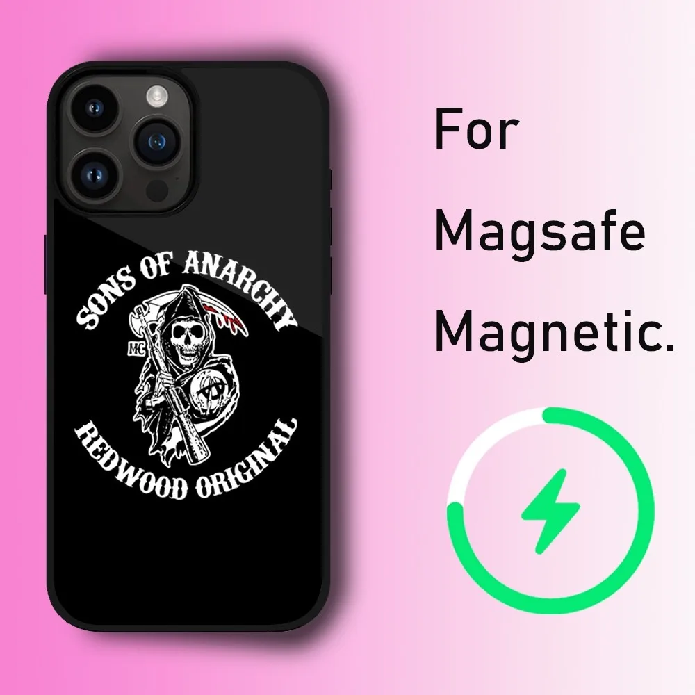 TV Sons Of Anarchy Phone Case For iPhone 11 12 13 14 15 Max Plus Pro Wireless Magnetic Magsafe Charging Shell