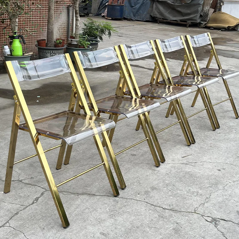 Thickened acrylic folding chair Household backrest dining chair Photo transparent chair