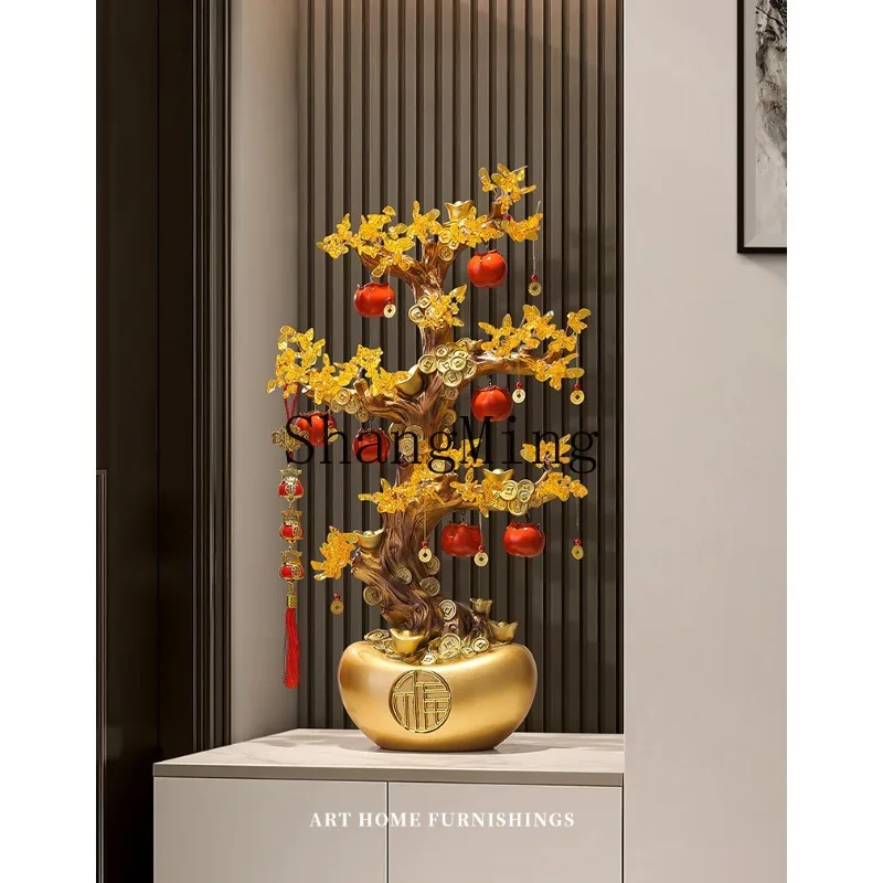 ZHB entrance entrance fortune tree floor ornament living room TV cabinet moving house gift lucky opening decoration