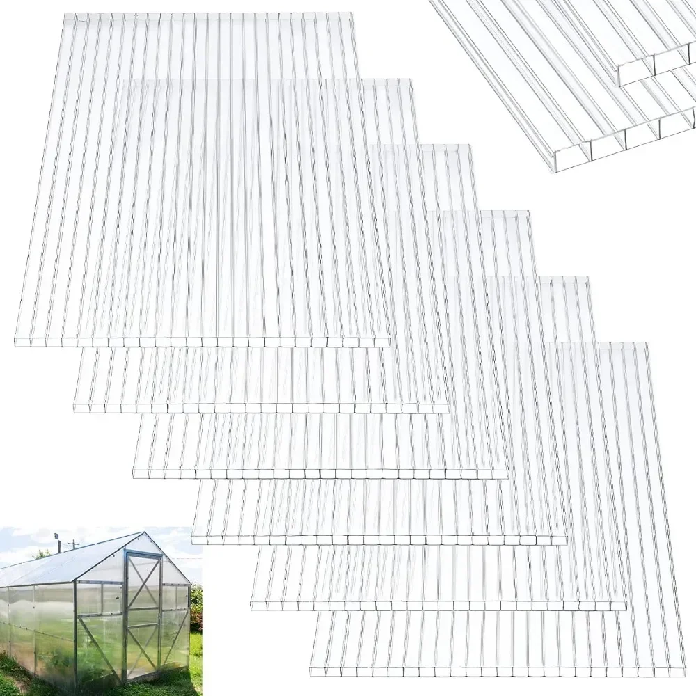 

12 Pack Polycarbonate Greenhouse Panels Polycarbonate Sheets Twin-Wall Roof Panels Waterproof UV Protected Clear Corrugated