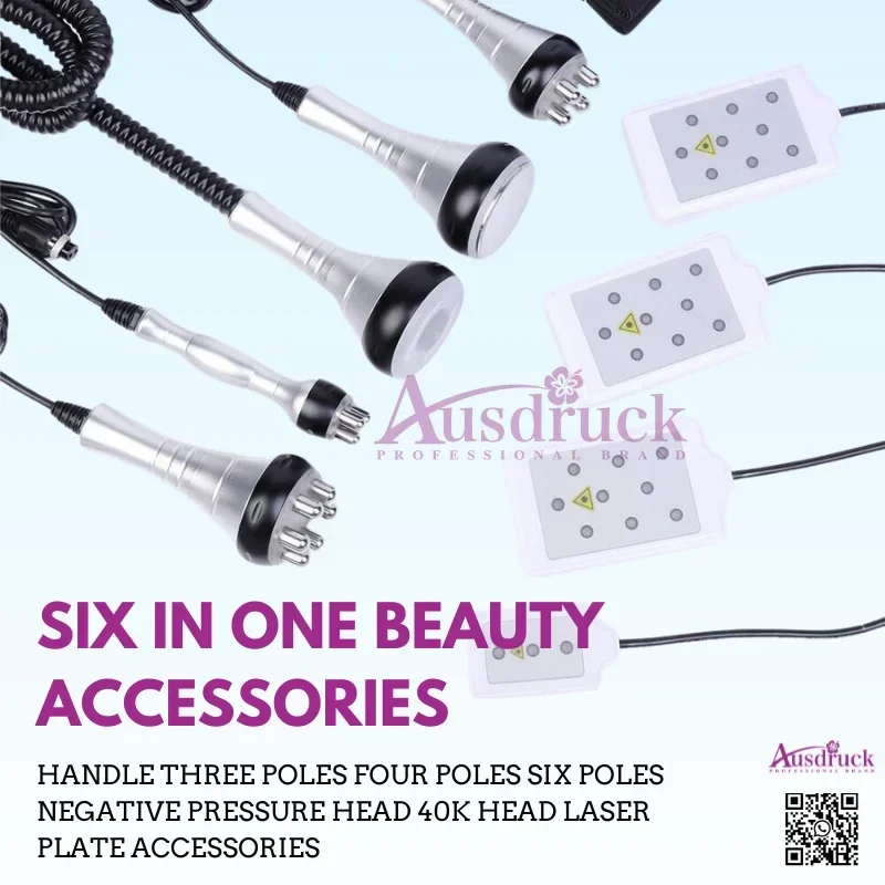 

6-in-1 Beauty Kit: 40K Head, 3/4/6-Pole Handles, Neg Pressure, Vacuum RF ,Cavitation head,Lipo Laser Plate, Binding Accessories