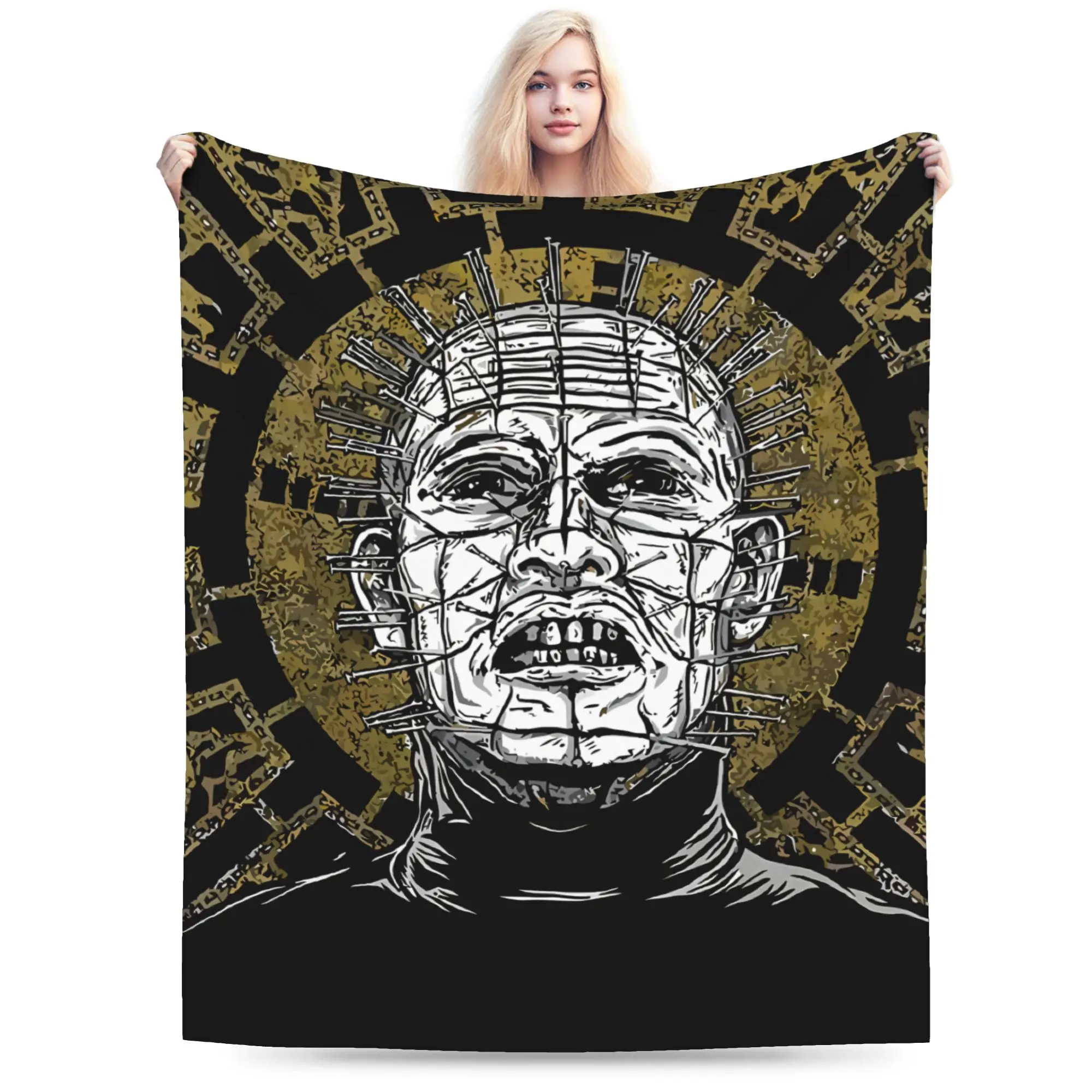 Hellraiser Pinhead Lament Plush Blanket Child  Flannel Throw Blanket For Home Decor Warm Soft Custom Quality Bedspread Gift Idea