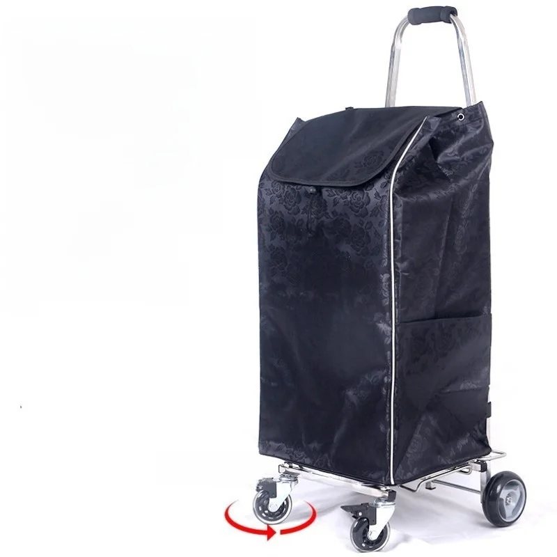stainless-steel-portable-shopping-cart-four-wheel-brake-equipped-convenient-for-buying-vegetables-and-household-items