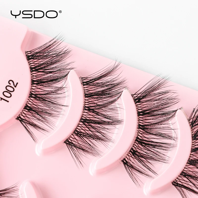 YSDO 3/5 คู่ครึ่งขนตาปลอมธรรมชาติขนตาสีดํา/โปร่งใส Band Faux 3D Mink Lashes แต่งหน้า Cilios reusable