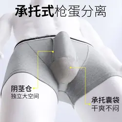 Men's Underwear Cotton Boxer Shorts Bullet Separation Varicocele Scrotum Pocket Four Corners Testicle-raising Sexy Briefs