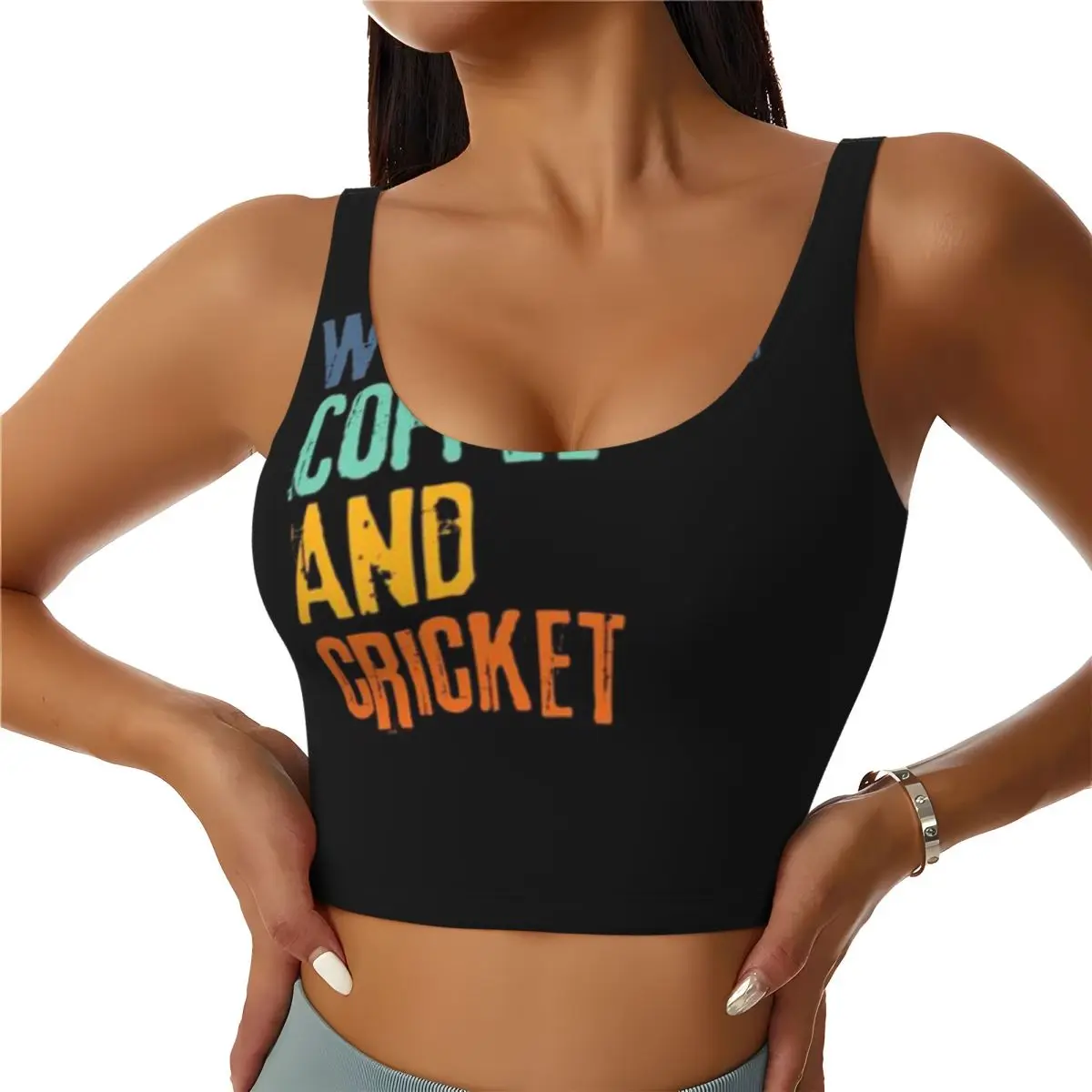 Wirefree Sports Bra Funny Retro Weekends Coffee And Cricket Street Running Body Shaping Top