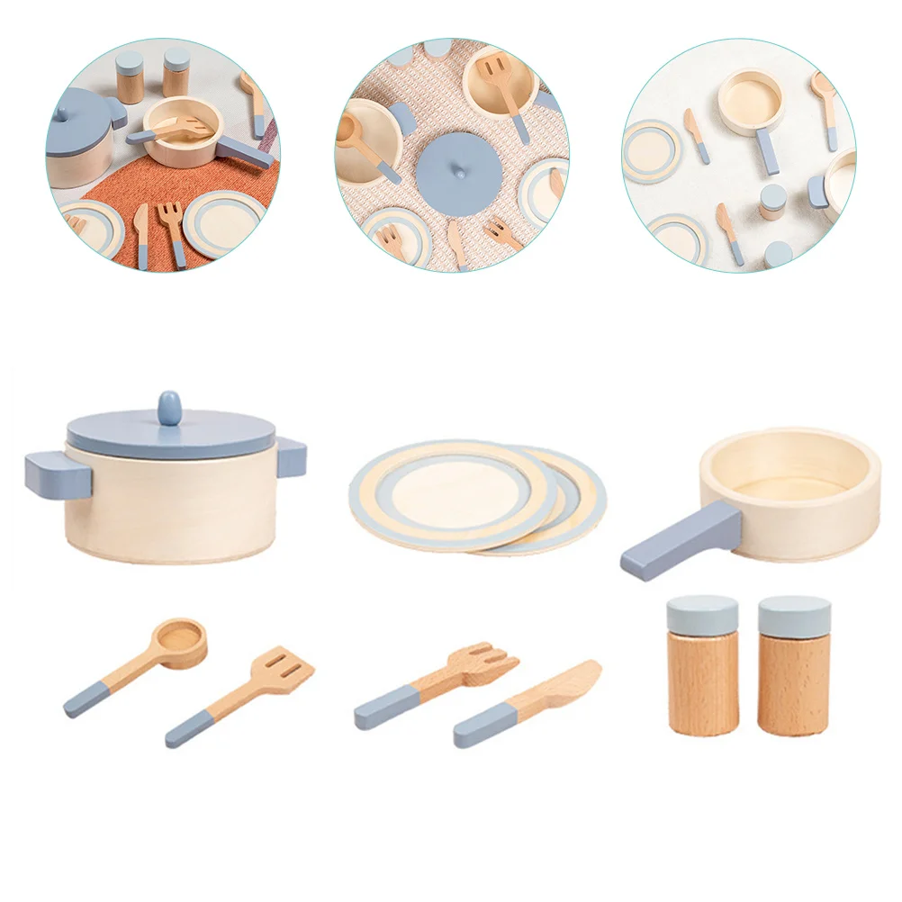 Houten gesimuleerde kinderen interessant koken speelgoed keuken speelset educatief draagbaar veilig realistisch ontwerp kinderen speelgoed